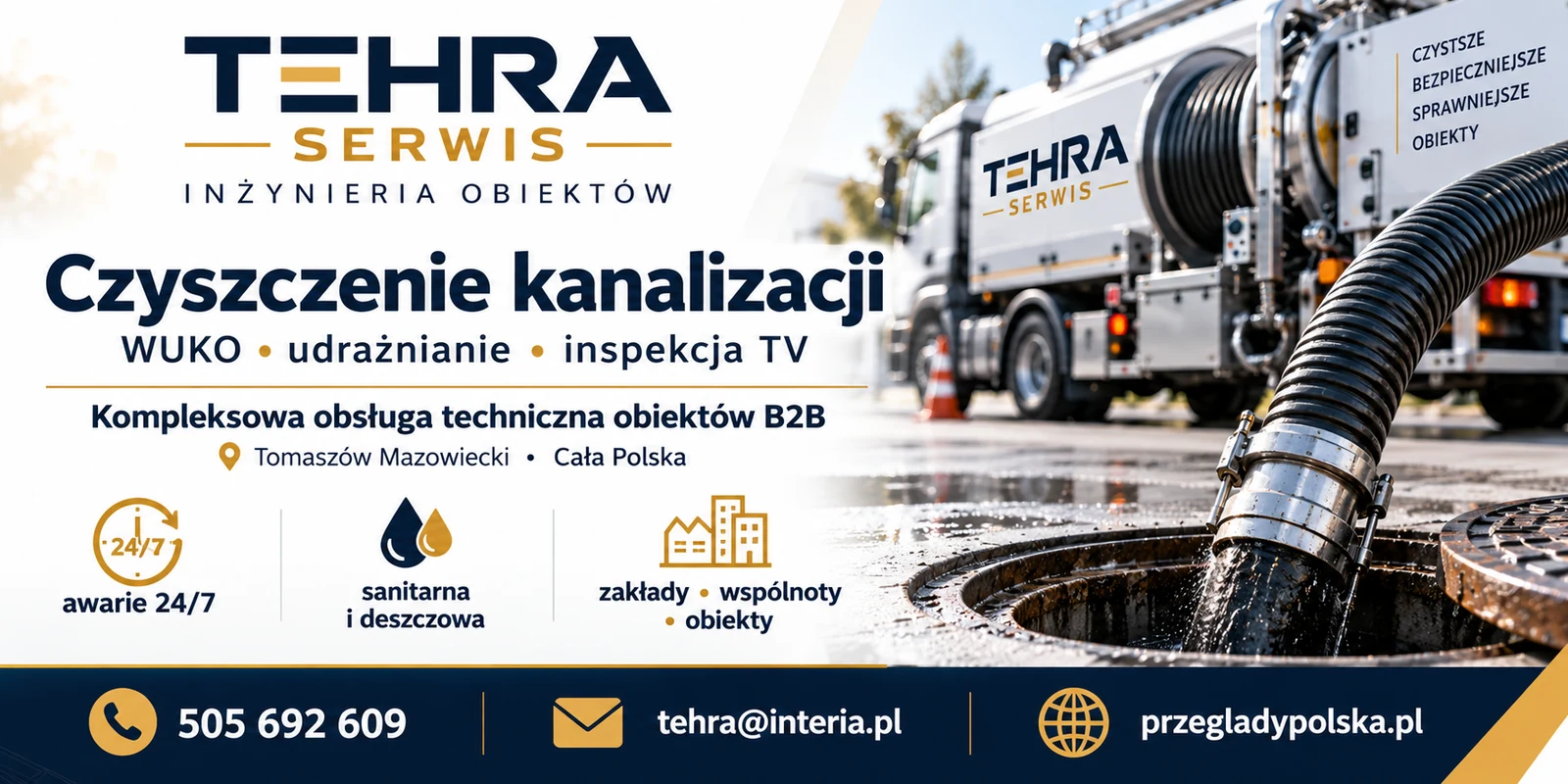 Czyszczenie kanalizacji WUKO — Czyszczenie ciśnieniowe i dobór zakresu prac. TEHRA Serwis, tel. 505 692 609.